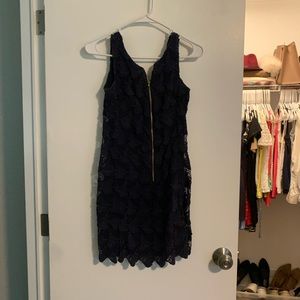Lilly Pulitzer sailboat lace zip front navy shift dress 00